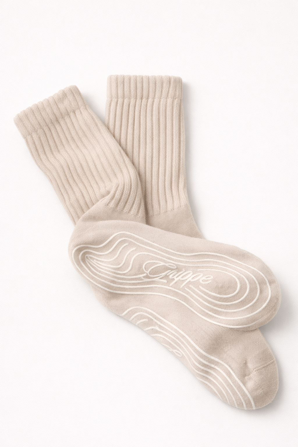 BEIGE SLOUCH GRIP SOCK